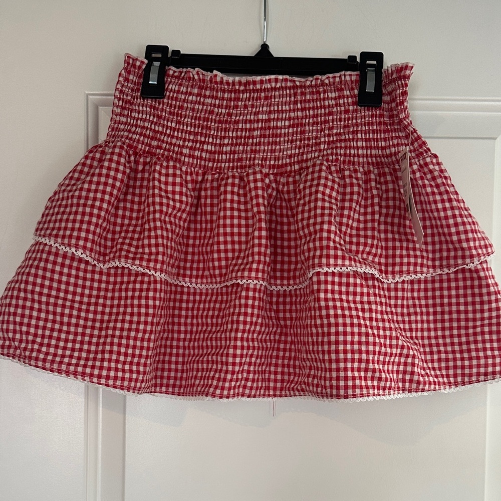 One Clothing Red Checkered Mini Skirt